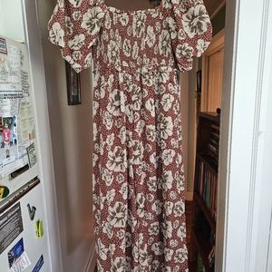 Entro Boutique Jumpsuit Fall Colors Square neck Size Medium